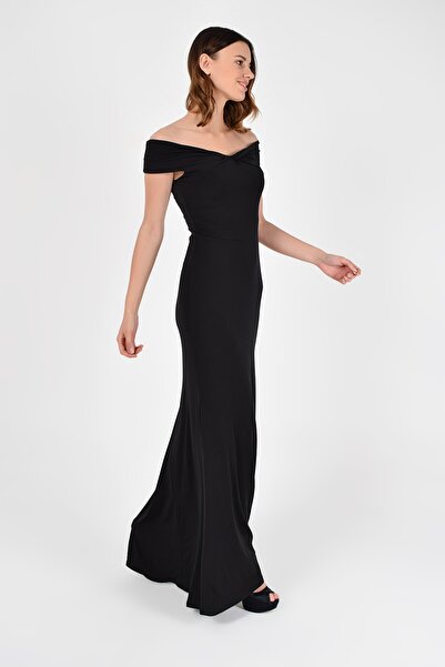 Laranor Kadın Siyah Madonna Yaka Balık Elbise 19L6683