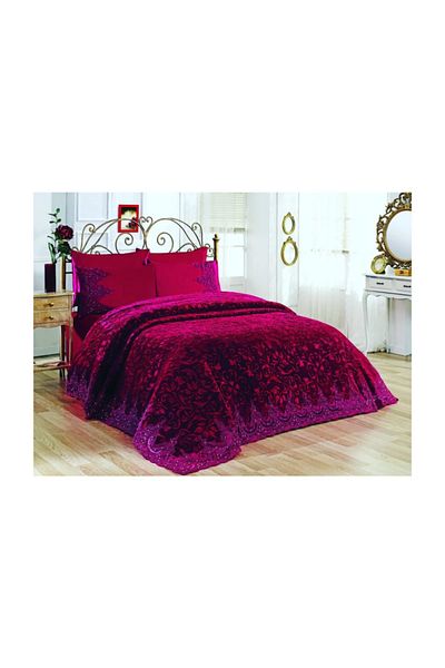 Snow 6 Piece Laced Blanket Set - Red