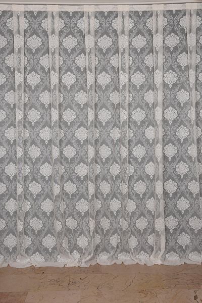 AKÇA TEKSTİL Framed Damaks Cream Color Single Wing Ready Planted Pleated Background Curtain 300*260 Cm
