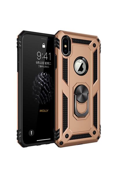 Molly iPhone XS Max Compatible Gold Megatron Ring Silicone Pc Case