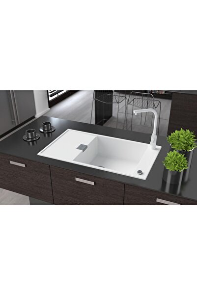 Vıvıano | | Gm Serisi 1 Göz Beyaz 50x86 Cm Xl Küvet Granit Evye + Sifon