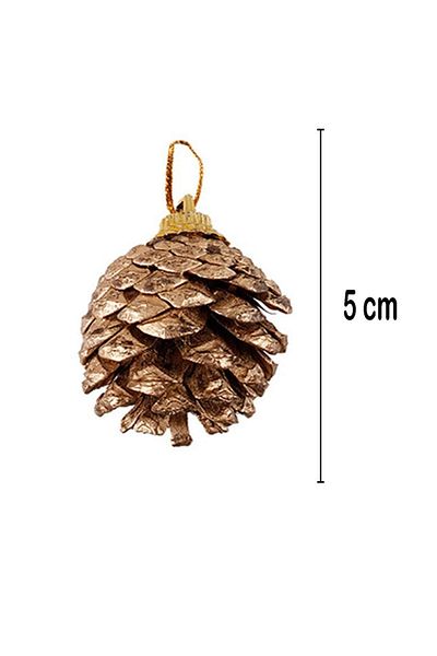 Partifabrik New Year's Tree Ornament Pinecone Set of 6 Glitter Gold 5 cm