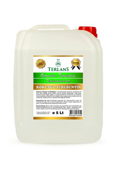 Terlans Kokusuz Terebentin 5 Litre Tamamen Kokusuz Yağlı Boya Inceltici Odorless Oil Paint Thinner