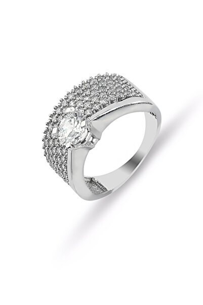 MySilvers Tamtur Tektaş Yüzük Kadın Rodyum
