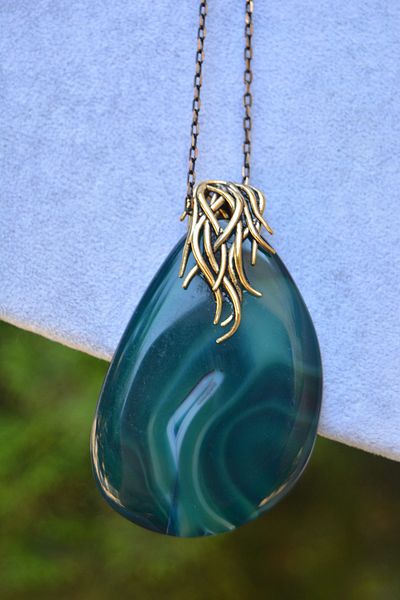 Stoneage Lacy Agate Natural Stone Necklace