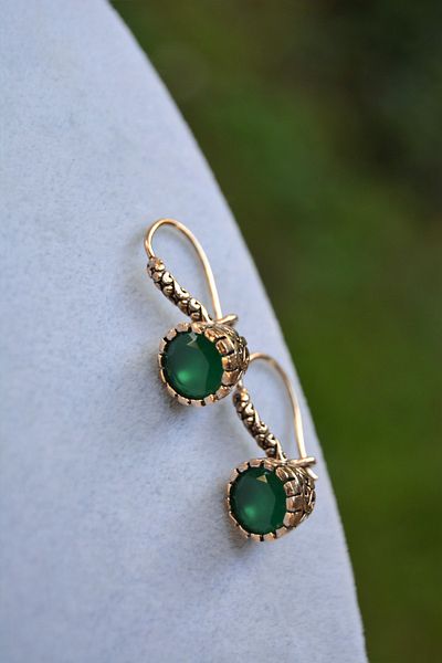 Stoneage Emerald Natural Stone Green Women's Earrings