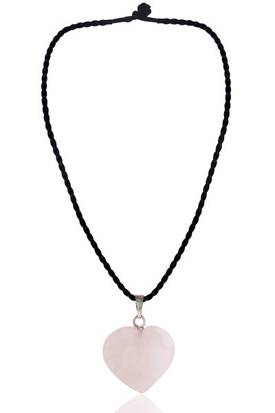 Stoneage Pink Quartz Natural Stone Love Heart Ladies Necklace