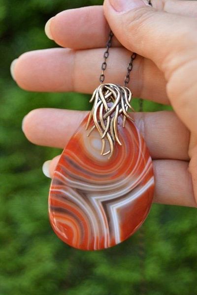 Stoneage Agate Natural Stone Lace Necklace