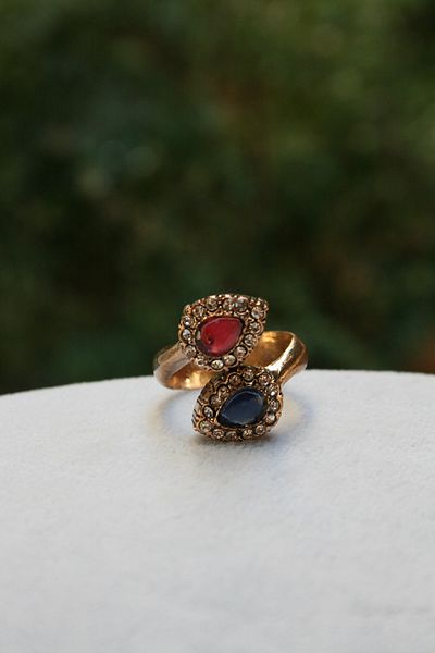 Stoneage Ruby and Sapphire Stone Adjustable Women's Ring