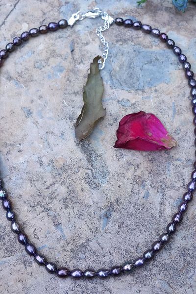 Stoneage Natural Stone Black Pearl Necklace F00786