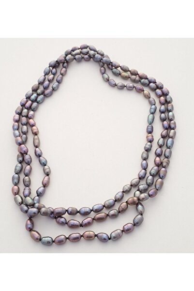 Stoneage Dolama Siyah İnci Aşk Kolye