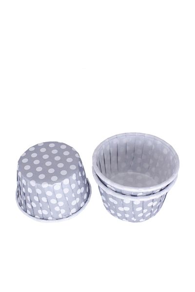 TT Tahtakale Toptancıları 50Pcs Small Size 44X35 mm Polka Dots Silver Cupcake Mold
