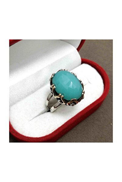 Midyat Nurtaş Gümüş Amazonit Taşlı 925 Ayar Otantik Gümüş Bayan Yüzük[kod:201...