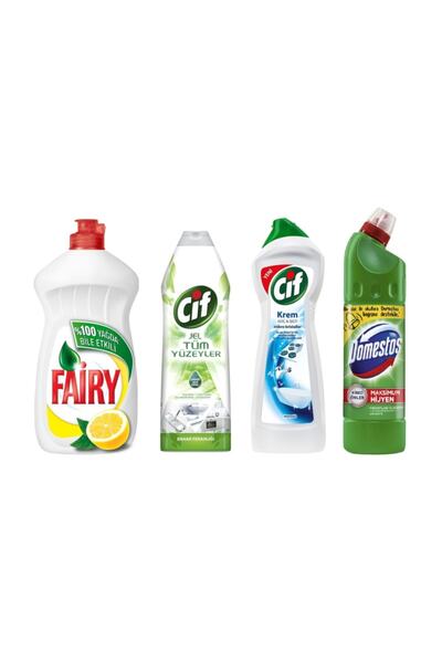 Fairy Limon 1350 ml - Cif Amonyak 750 ml - Cif Tüm Yüzeyler 750 ml - Domestos...