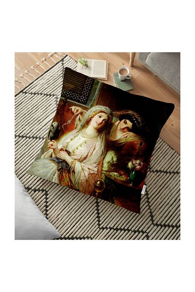 Realhomes Pernă decorativă de podea cu model otoman imprimată digital - 70 X 70 cm