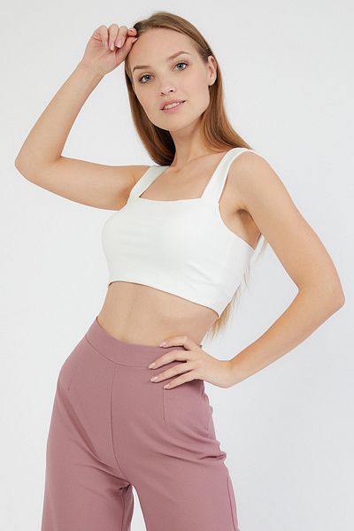 LAMODEMAPASS White Thick Strap Crop Top