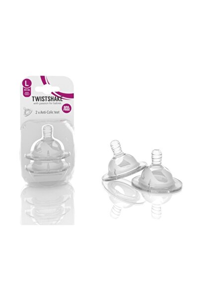 Twistshake Silicone Anti-Colic 2-Pack Baby Bottle Nipple (Large) (4+ Months)