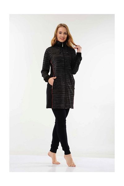 Fantasy Women's Half Turtleneck Tunic Black Tracksuit Set (18302)