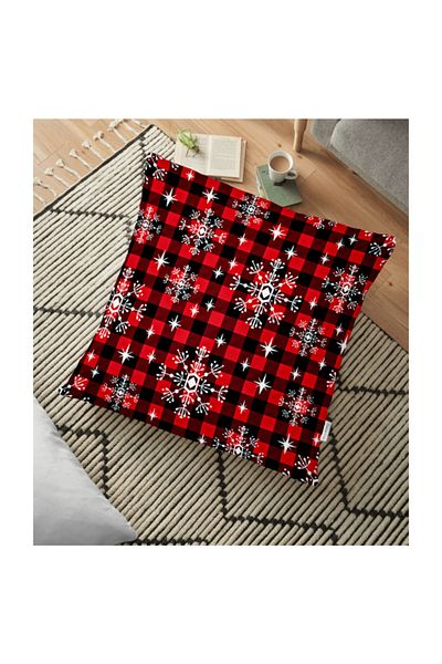 Realhomes Pernă decorativă pentru podea cu model în carouri alb-negru auriu - 70 X 70 Cm