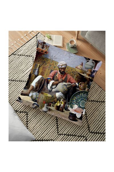 Realhomes Pernă decorativă de podea cu model otoman imprimată digital - 70 X 70 cm