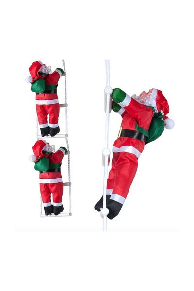 PartyMarty Ornament de Anul Nou Moș Crăciun urcând scara