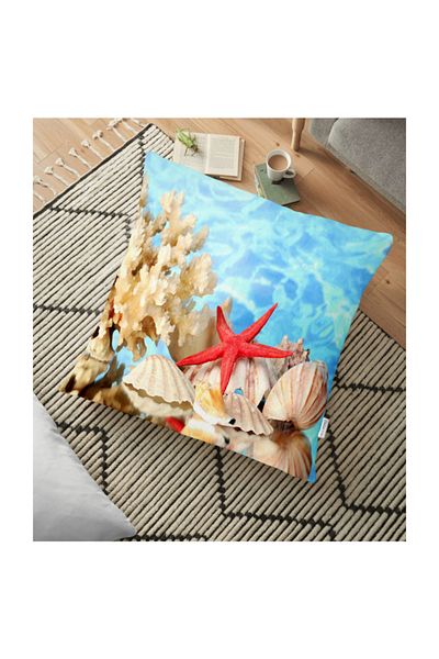 Realhomes Perna Decorativa de Pardoseala Imprimata Digital cu Design Stele de Mare si Midii - 70 X 70 Cm
