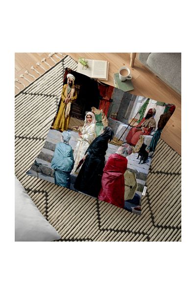 Realhomes Pernă de podea imprimată digital cu tematică otomană pentru doamne - 70 X 70 cm