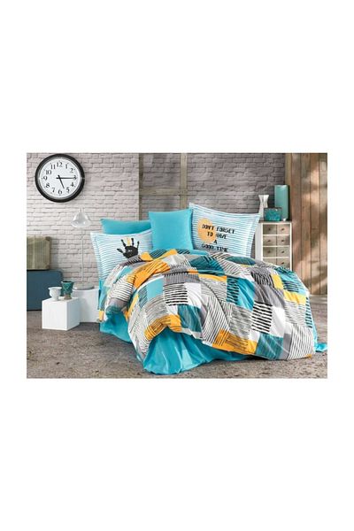 Hobby Poplin Single Duvet Cover Set Bermuda Turquoise