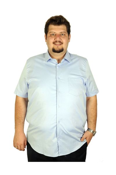 ModeXL Cămașă pentru bărbați de mărime mare, cu mânecă scurtă, buzunar 19394 Albastru