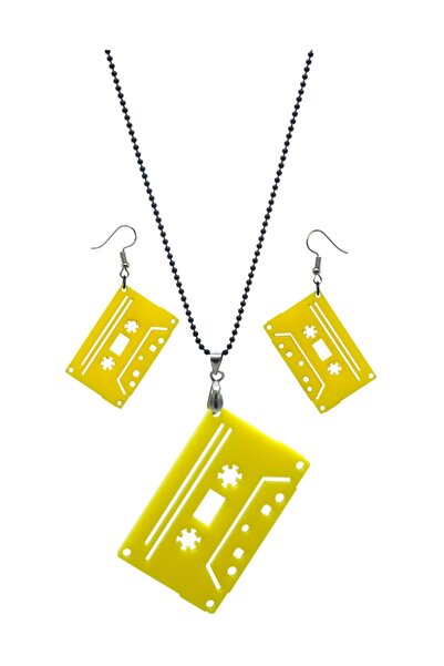 Probest Kaset Küpe Ve Kolye Takımı Sarı