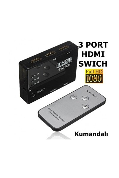 Full Hd 3 Port Hdmı Çoklayıcı Kumandalı Switch (3 Giriş 1 Çıkış)