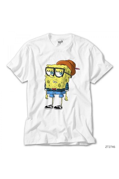 Z zepplin Tricou alb Spongebob Hipster