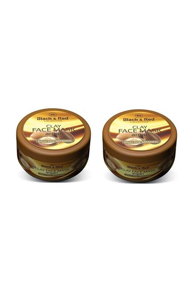 Black Red Clay Face Mask with Argan Oil 400 gr - 2 Pieces