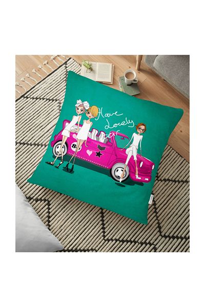 Realhomes Fashion Girl Printed Digital Perna de podea Moderna - 70 X 70 cm