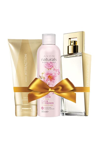 AVON Attraction 50 ml Edp Bayan Parfüm Vücut Losyonu 150 ml Kiraz Çiçeği Özlü...