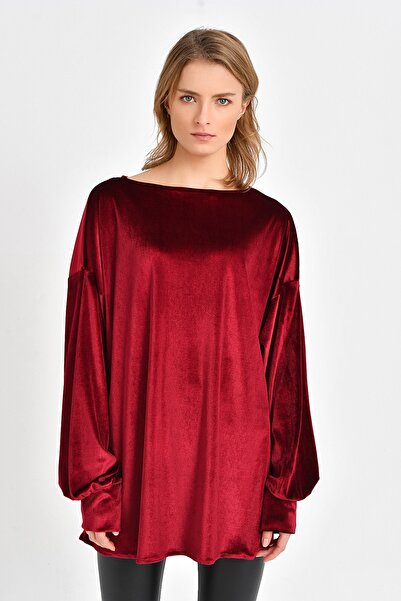 Quincey Velvet Tunic Claret Red BDE2511