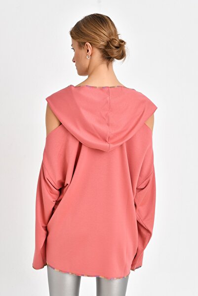 Quincey Shoulder Detailed Sweatshirt Pink BDE2525