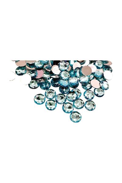 CAN 100 Adet Kristal Görünümlü Süsleme Taşı Mavi (1 Cm )