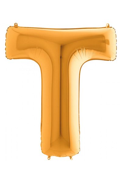 Big Party Letter t Gold Foil Balloon 102 cm