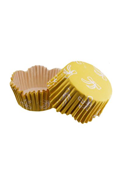 TT Tahtakale Toptancıları Yellow Bow Cupcake Mold - Pet Capsule Wavy, 65X38 MM (100 Pieces)