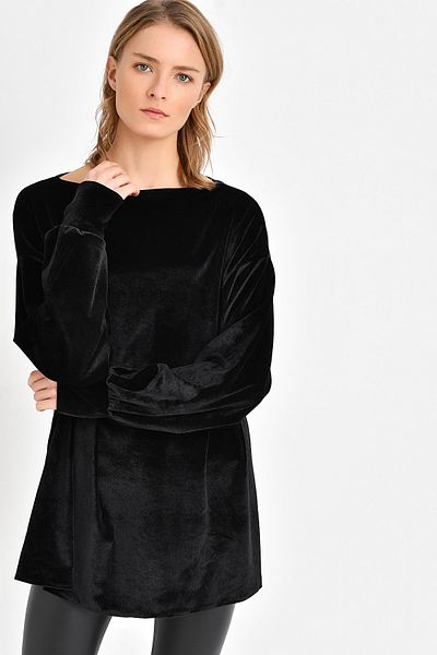 Quincey Velvet Tunic Black BDE2510