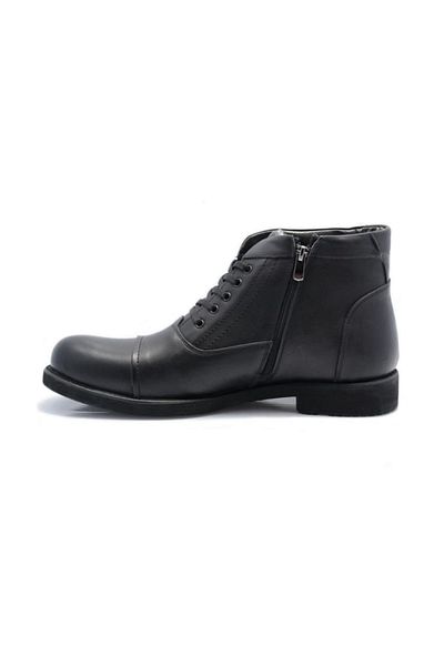 İmerShoes Καθημερινές ανδρικές γνήσιες δερμάτινες μαύρες μπότες Μπότες μεγάλου μεγέθους με γούνα εσωτερικά παπούτσια με φερμουάρ 081