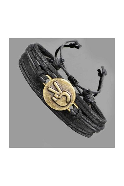 Modaroma Two Finger Leather Rope Bracelet