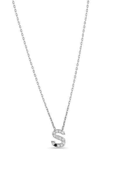 MySilvers Ş Harfi Minimal Kolye Kadın Rodyum
