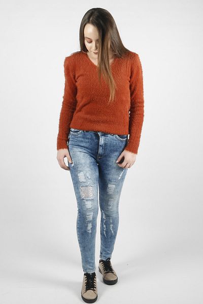 KENE Women's Blue Jeans with Ripped Detail
