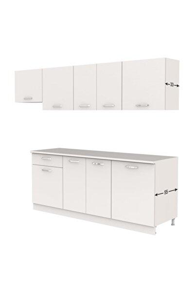 Tdesigno Nihal Hazır Mutfak Dolabı 260 Cm – Tezgah Dahil Değil - Beyaz