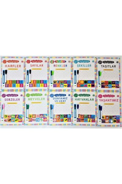 Kukla Yayınları Stickered Activities Set 4+Yş 10 Books with Pen Draw-Free Pas...
