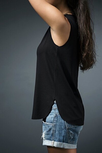 BASIC&CO Harper Black Viscose Sleeveless Blouse