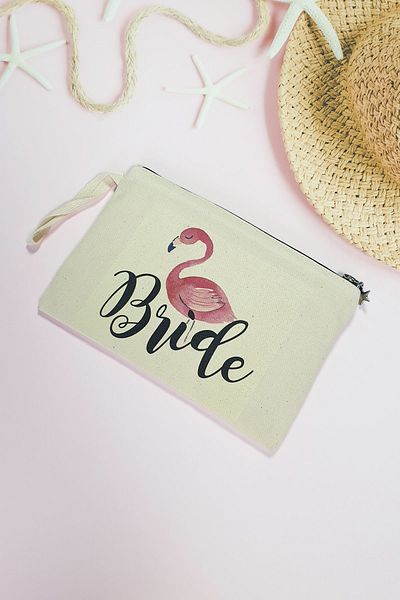 PEKSHOP Τσάντα μακιγιάζ με θέμα το Flamingo Bride Clutch