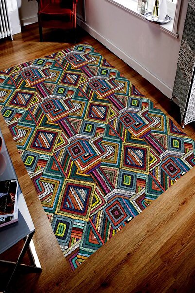 Resmiro Yelpaze Motif Desenli Dijital Baskılı Halı